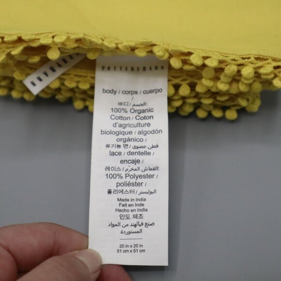 Pottery Barn Morgan Organic Cotton Napkin Yellow Picnic Table Setting Bright NWT - Picture 4 of 15